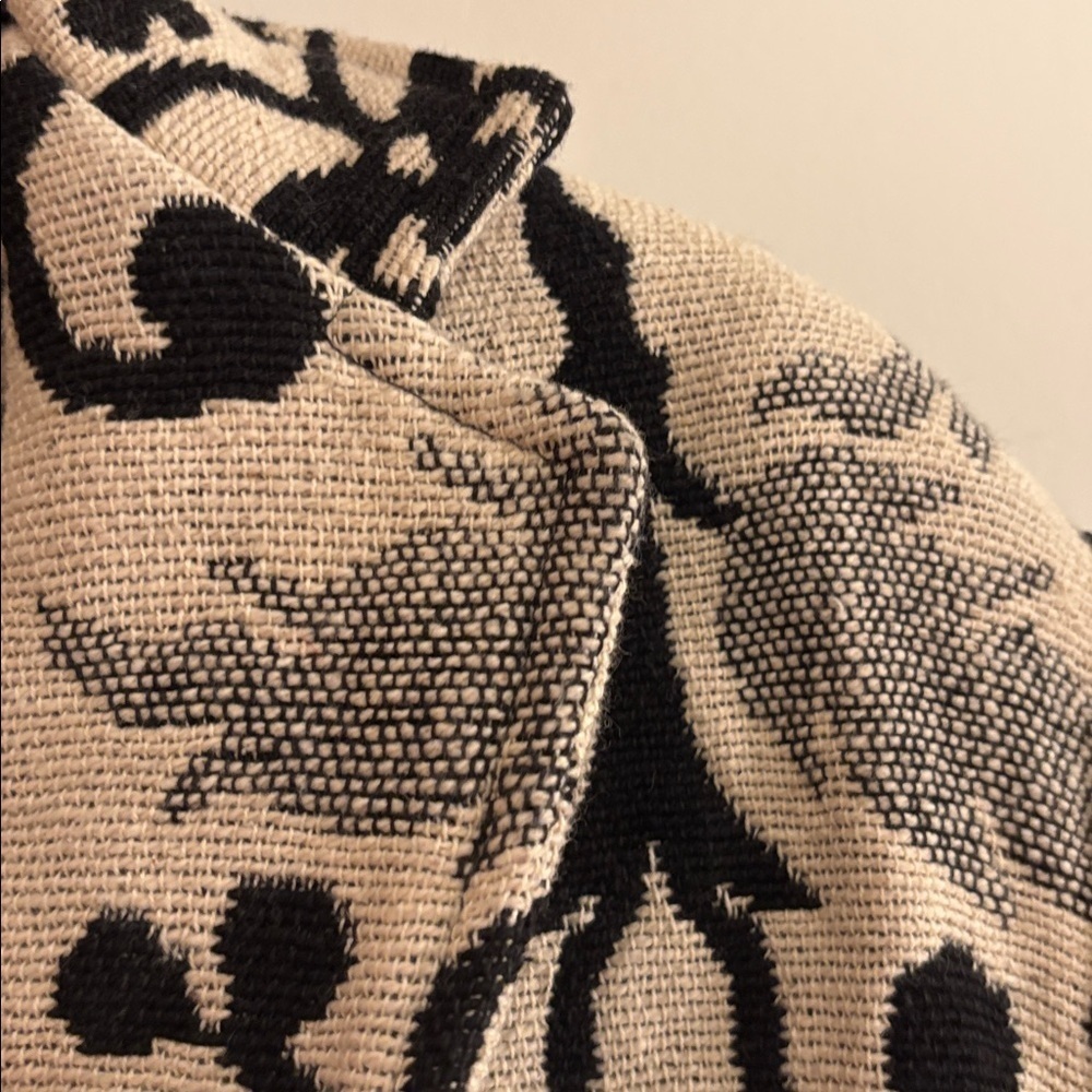 Women's Black and Cream Cotton Tapestry Vintage 90s Y2K Jacket Medium 8/10 - Picture 12 of 14